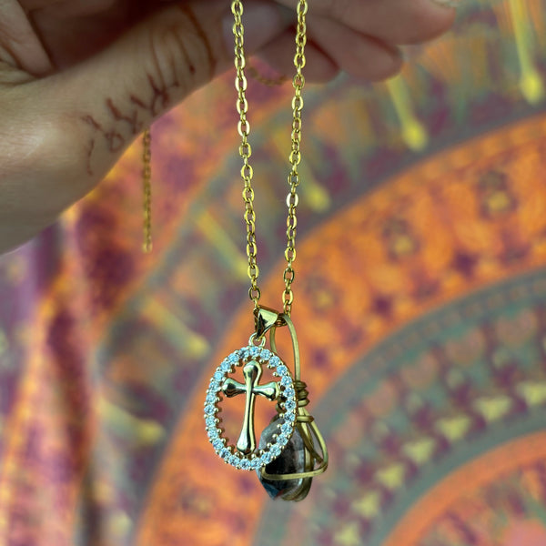 Two Charms Necklace (Herkimer Diamond)