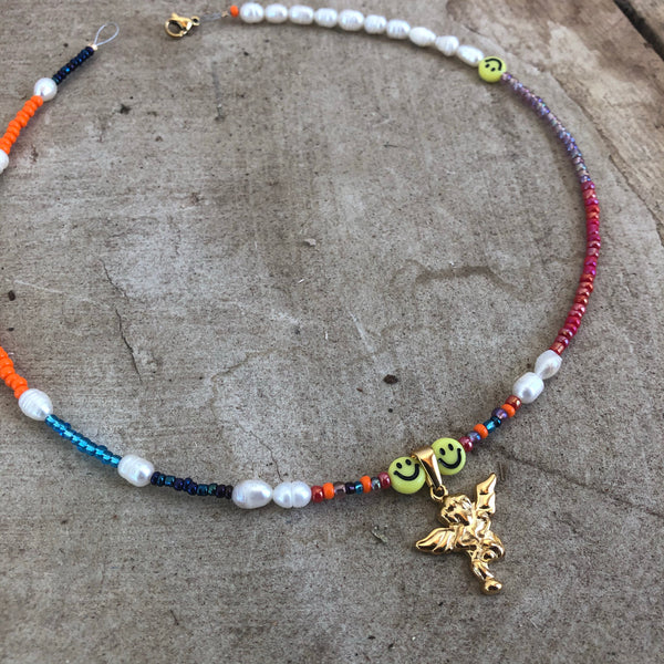Happy Angel Mixed☆beads Choker